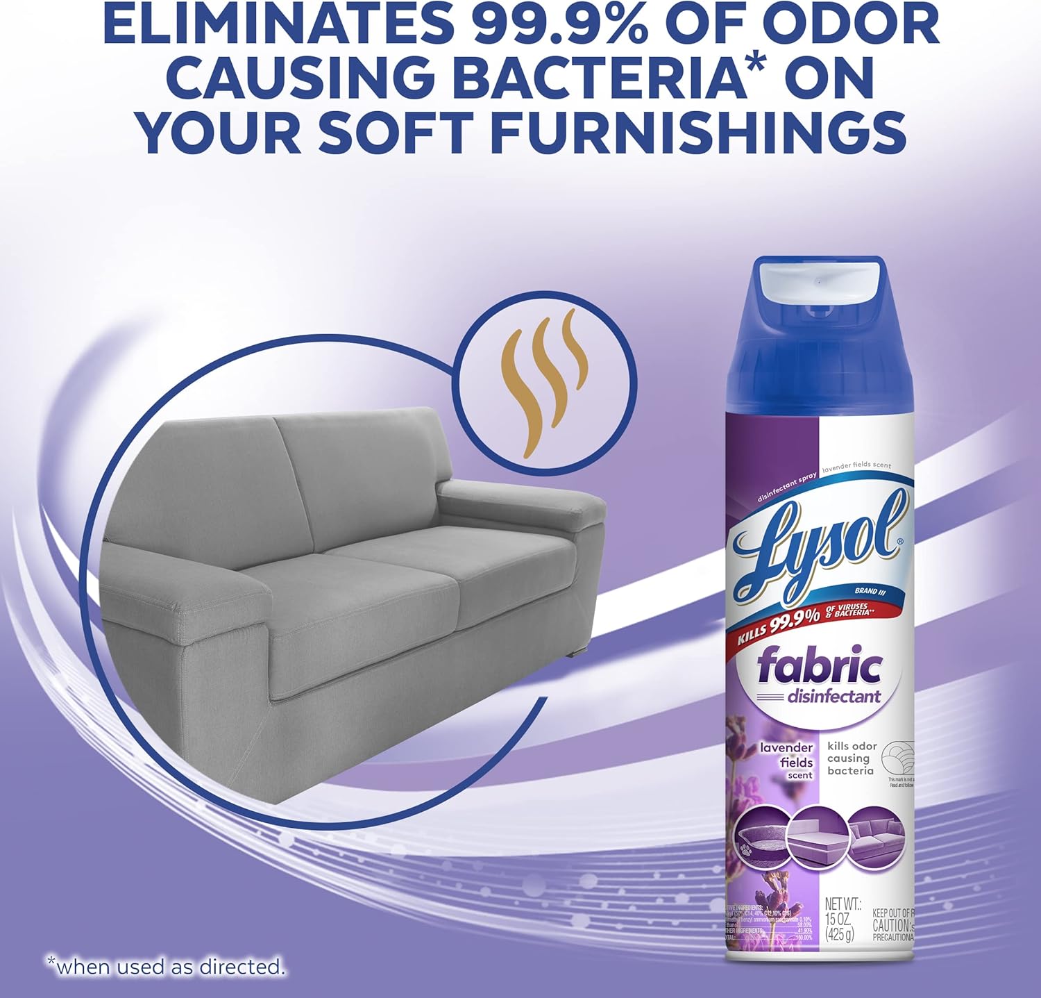 Lysol Fabric Disinfectant Spray, Sanitizing and Antibacterial Spray, For Disinfecting and Deodorizing Soft Furnishings, Lavender Fields 15 Fl. Oz (Pack of 3)111mysite