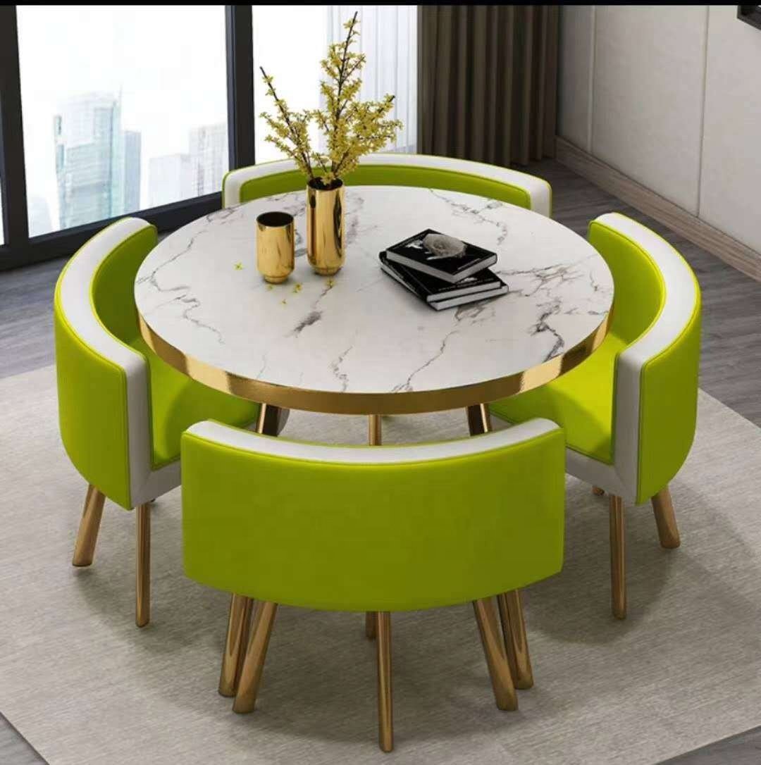 预发布站点、Favorable space saving MINI dining table set 4 chairs with MDF round coffee table.、-12345