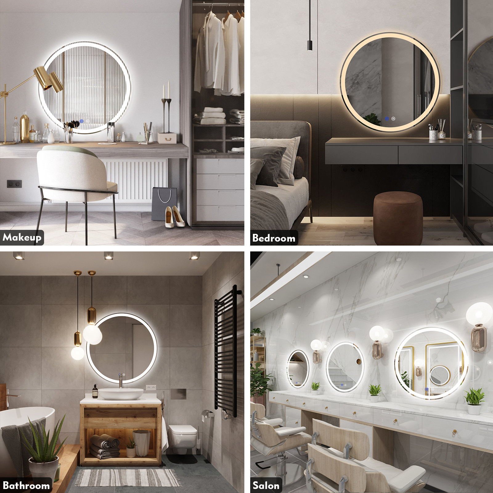 预发布站点、【Home Improvement】Modern & Contemporary Lighted Fog Free Round Bathroom / Vanity Mirror、-12345