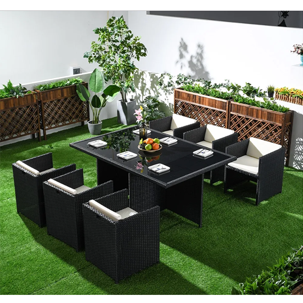 预发布站点、【Furniture】7-Piece Rattan Dining Set Outdoor Conversation Set with Glass-Top Rectangle Table and 6 Barrel Chair Cushion Included、mysite-12345