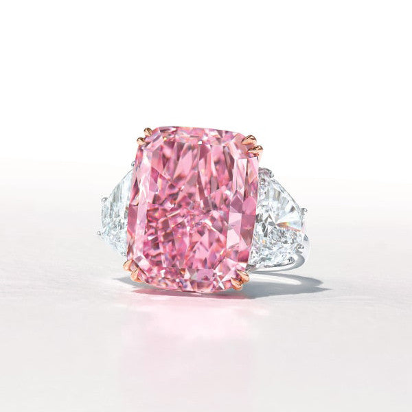 预发布站点、5.25ct Three-stone Cushion Cut Pink Sapphire Engagement Ring、testother-12345