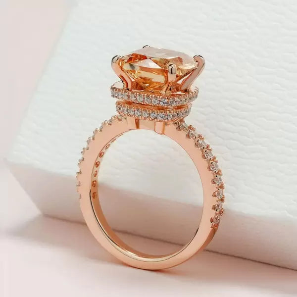 预发布站点、5ct Cushion Cut Engagement Ring in Rose Gold、testother-12345