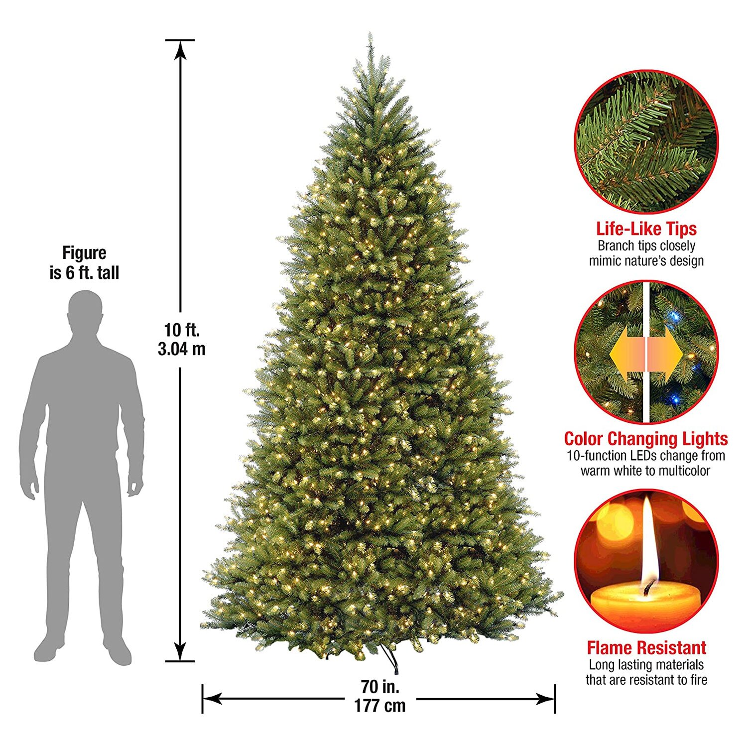 预发布站点、【Décor】Dunhill Fir 120'' Lighted Artificial Fir Christmas Tree、-12345