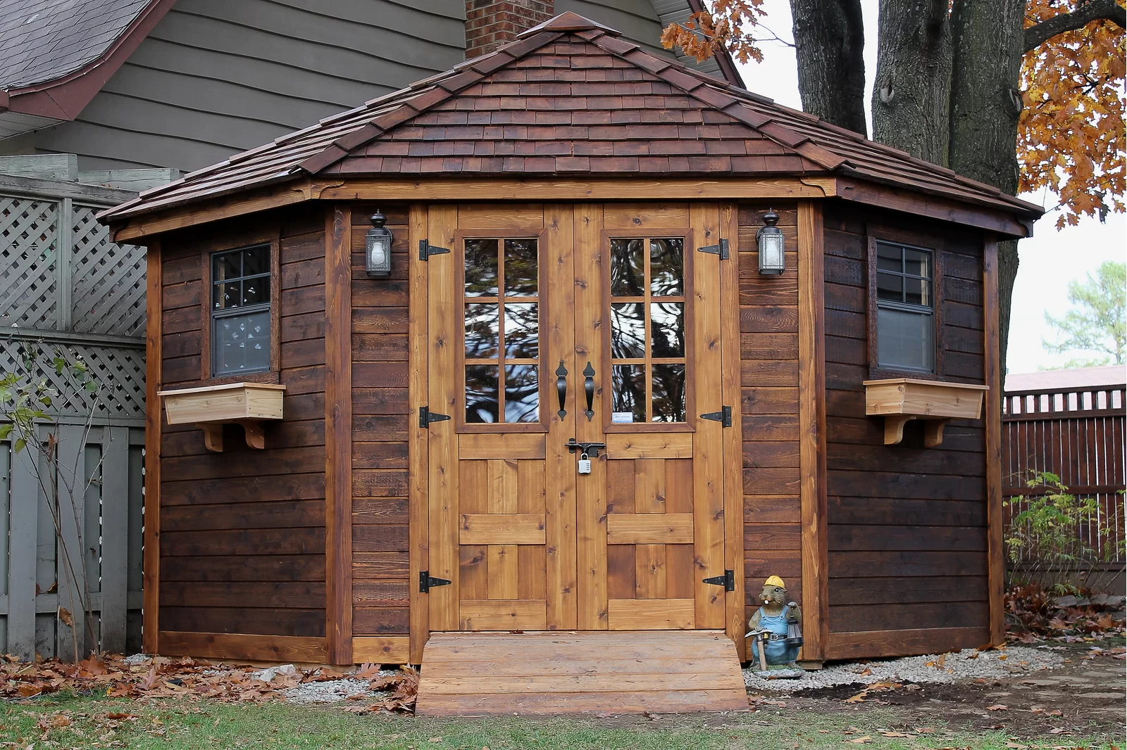 预发布站点、【Storage Shed】9 ft. W x 9ft. D Penthouse Cedar Wood Garden Shed with French Doors、-12345