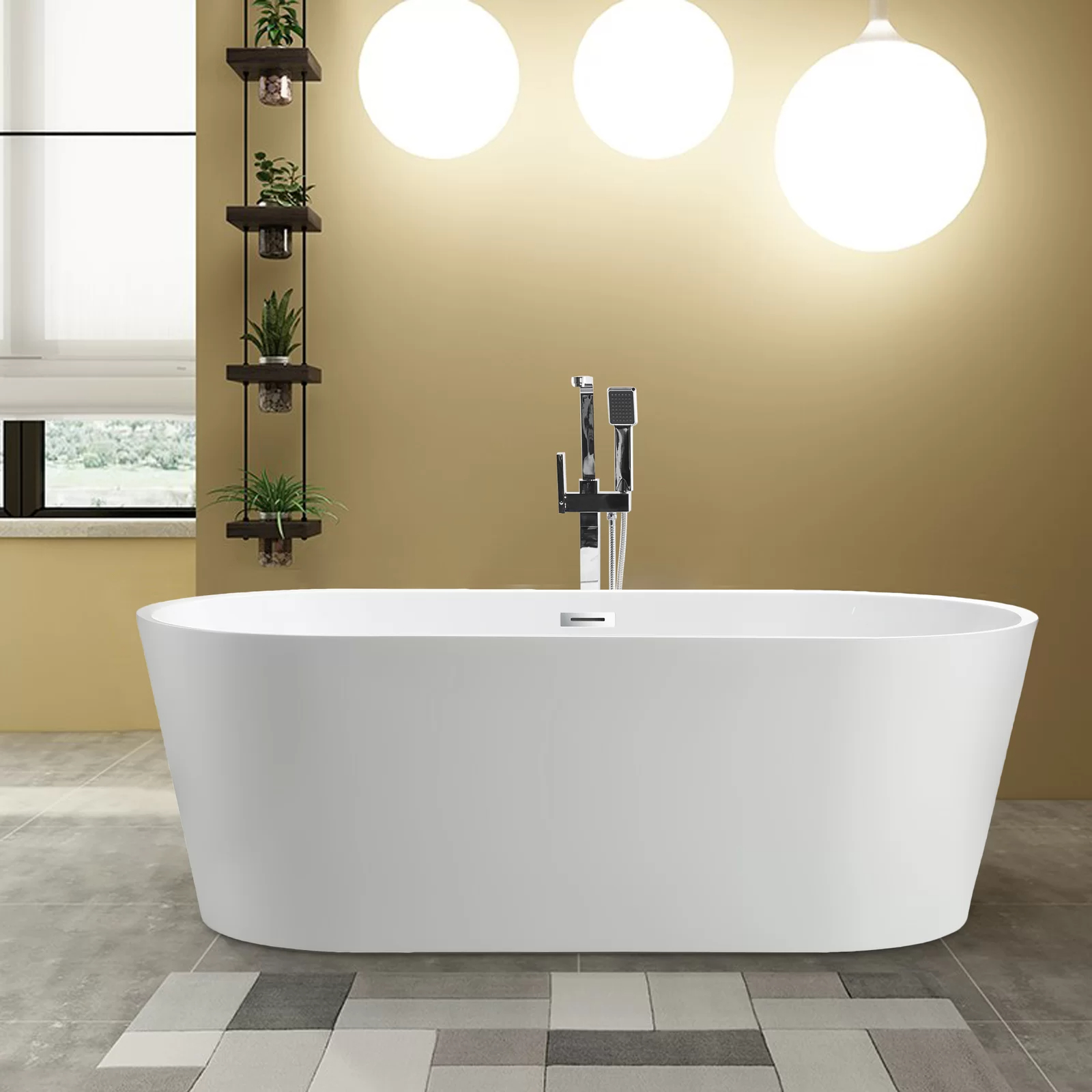 预发布站点、【Home Improvement】59" x 30" Freestanding Soaking Acrylic Bathtub、-12345