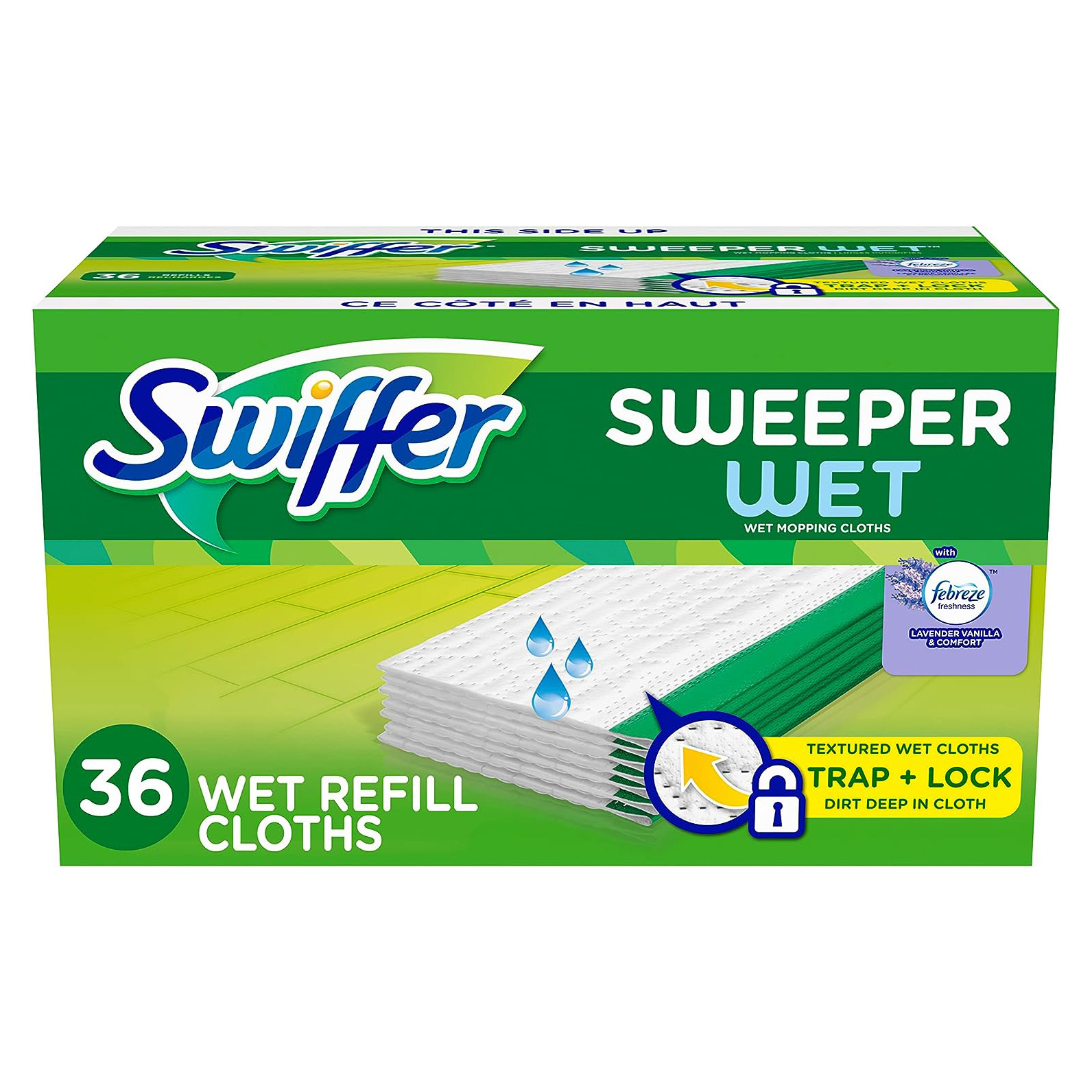 Swiffer Sweeper Wet Mopping Cloth Multi Surface Refills, Febreze Lavender Scent, 36 count111mysite
