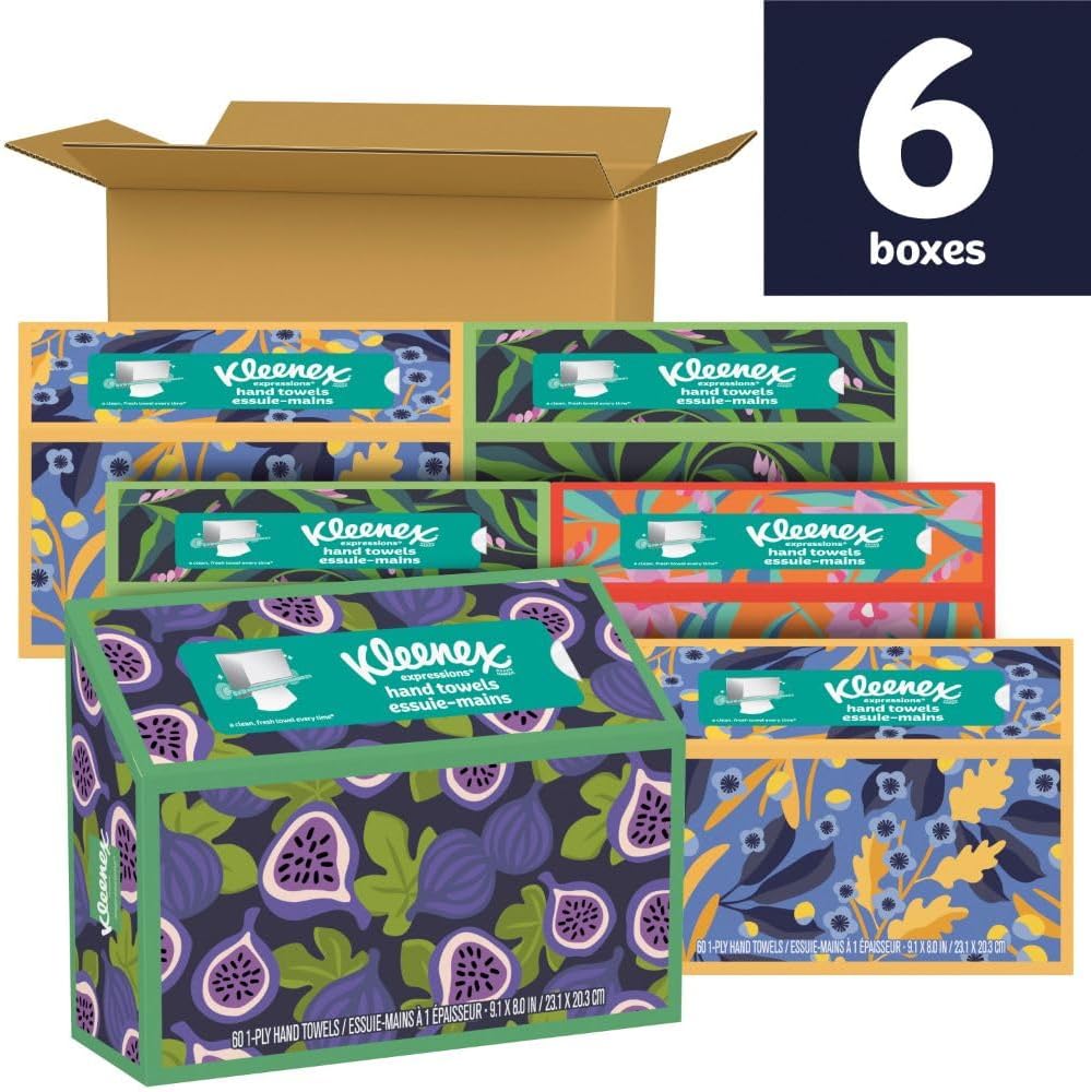 Kleenex Expressions Disposable Paper Hand Towels, 6 Boxes, 60 Towels per Box (360 Total Hand Towels), Packaging May Vary111mysite