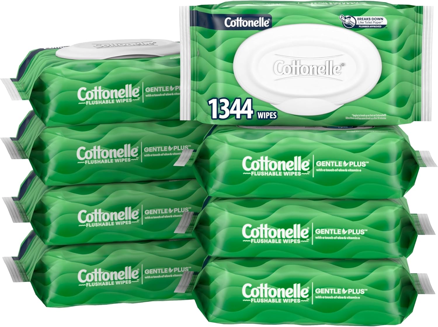 Cottonelle GentlePlus Flushable Wet Wipes with Aloe & Vitamin E, 6 Flip-Top Packs, 42 Wipes Per Pack (252 Total Wipes), Packaging May Vary111mysite