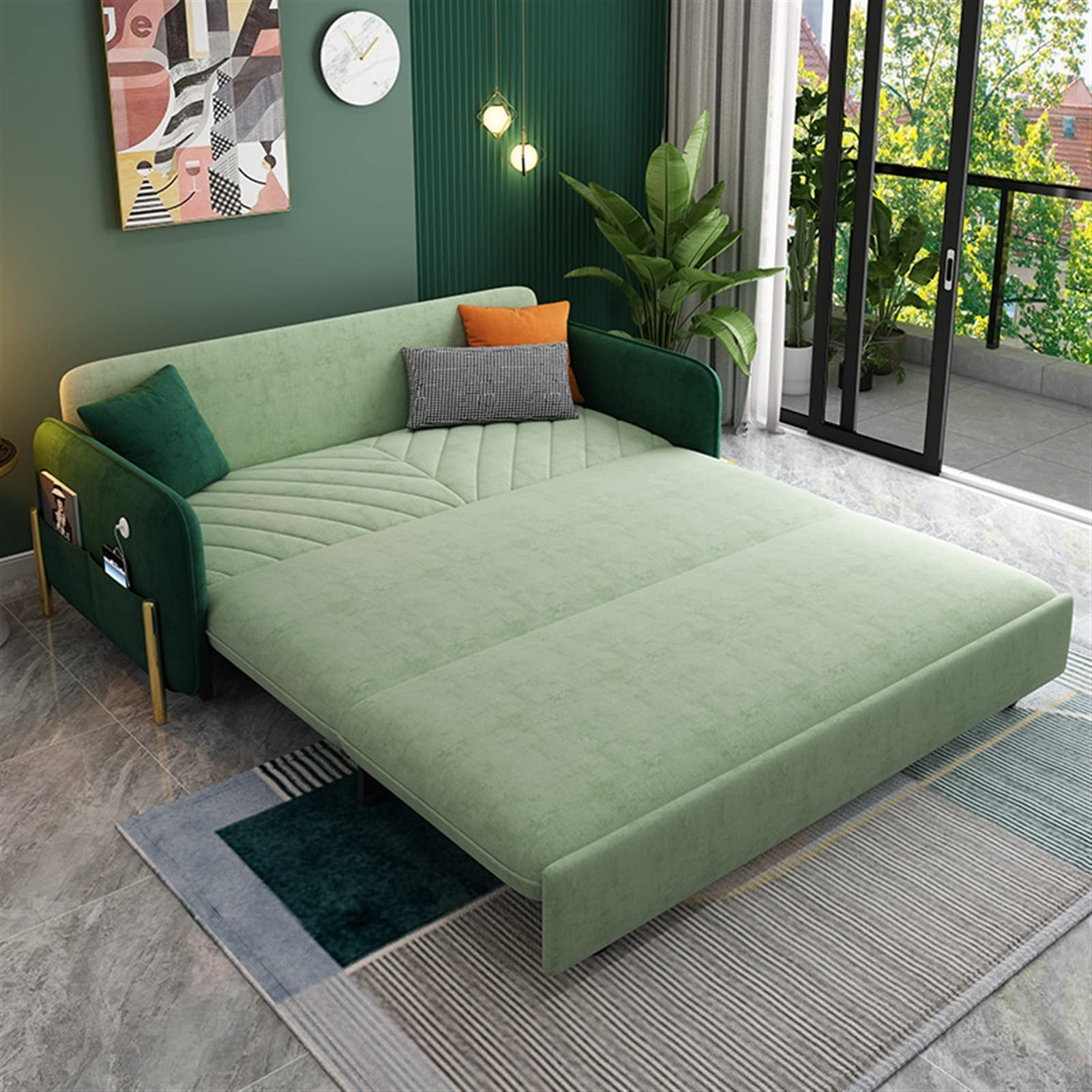 预发布站点、【Furniture】【BS】King Bed Sofa Green Upholstered Convertible Sofa、-12345