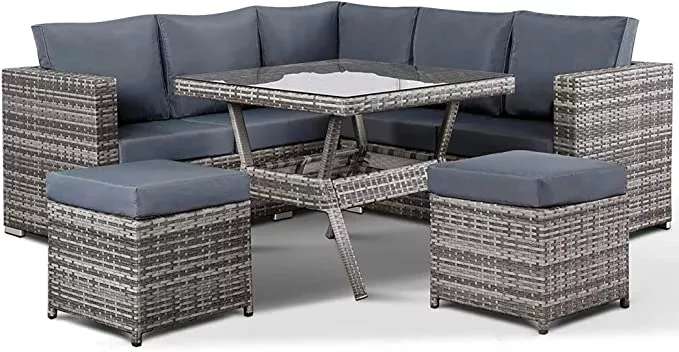 预发布站点、【Furniture】Semi-Assembled Rattan Garden Furniture Set 5 Piece Corner Sofa Cutlery Set、mysite-12345