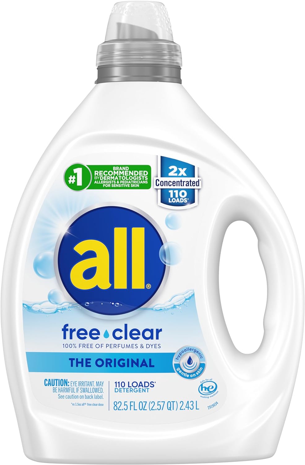 all Liquid Laundry Detergent, Free Clear for Sensitive Skin, Unscented and Hypoallergenic, 2X Concentrated, 110 Loads111mysite
