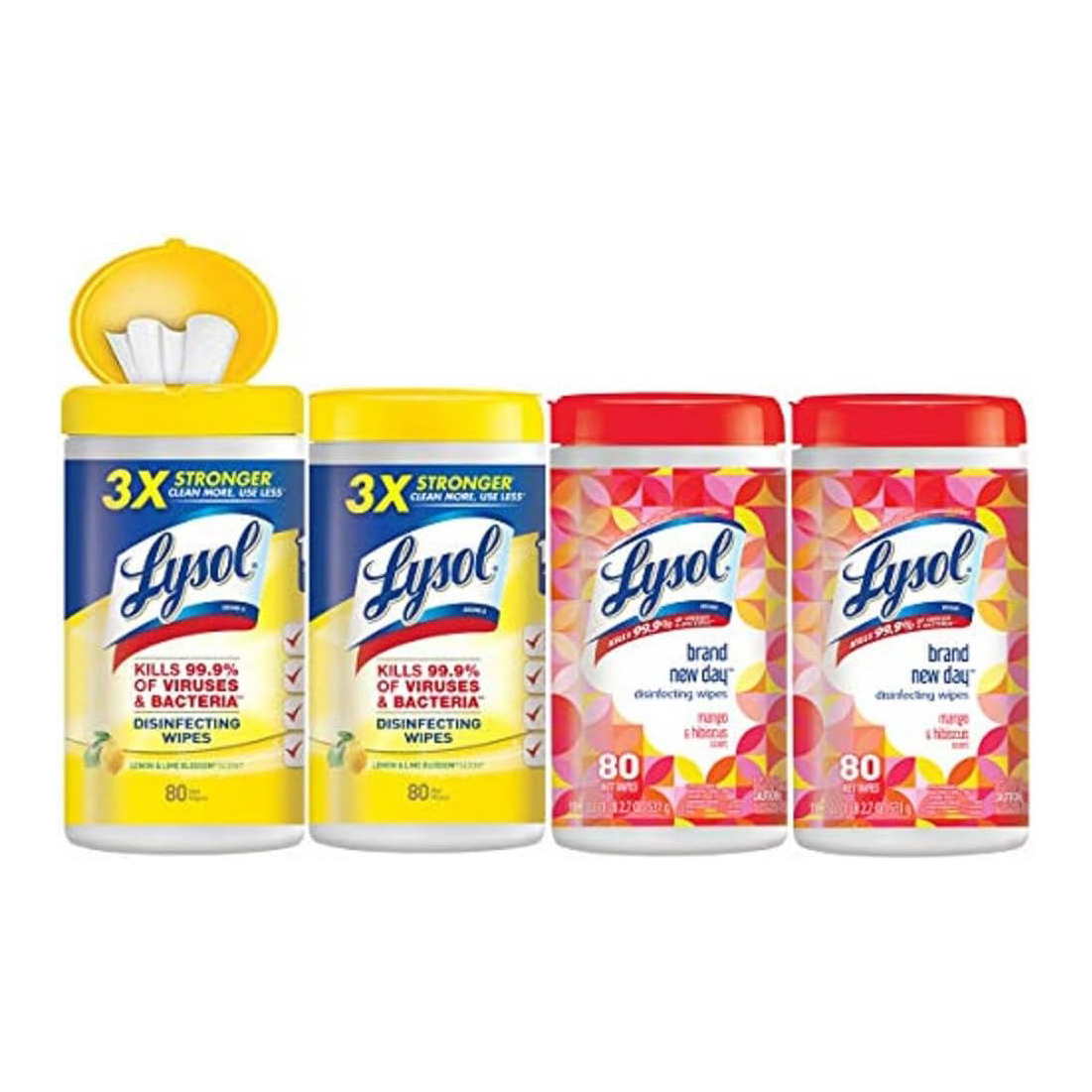 Lysol Disinfectant Wipes Bundle, Multi-Surface Antibacterial Cleaning Wipes, For Disinfecting & Cleaning, contains x2 Lemon & Lim Blossom (80ct) x1 Crisp Linen (80 Ct) & x1 Mango & Hibiscus (80 Ct)111mysite