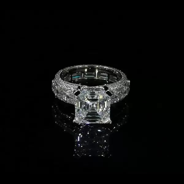 预发布站点、5.06ct Asscher Cut White Sapphire Engagement Ring、testother-12345
