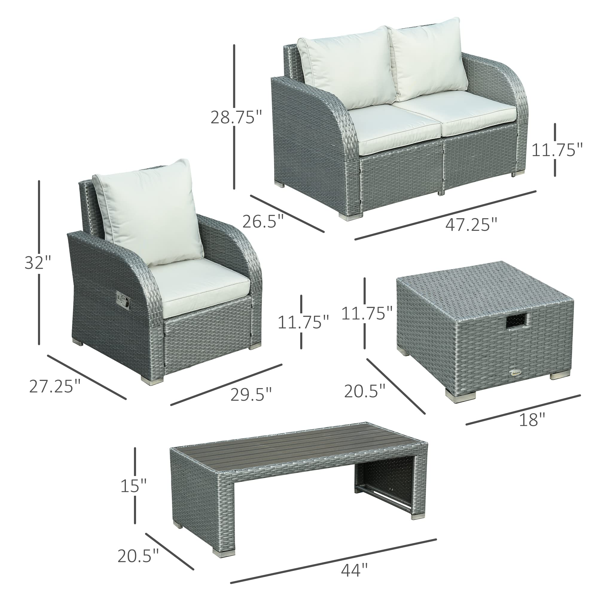 预发布站点、【Furniture】6-PCs Patio Furniture Set Outdoor Wicker Sofa Set with Tea Table Gas Spring & Soft Cushion、mysite-12345