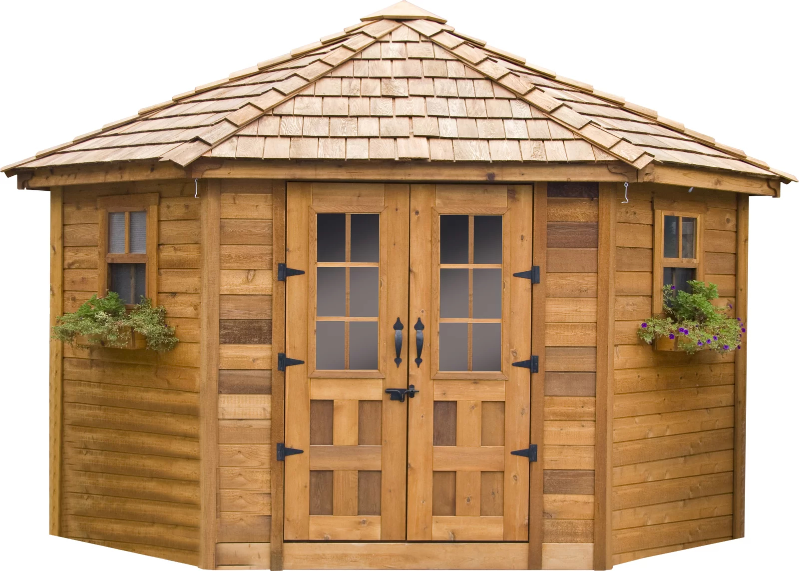 预发布站点、【Storage Shed】9 ft. W x 9ft. D Penthouse Cedar Wood Garden Shed with French Doors、-12345