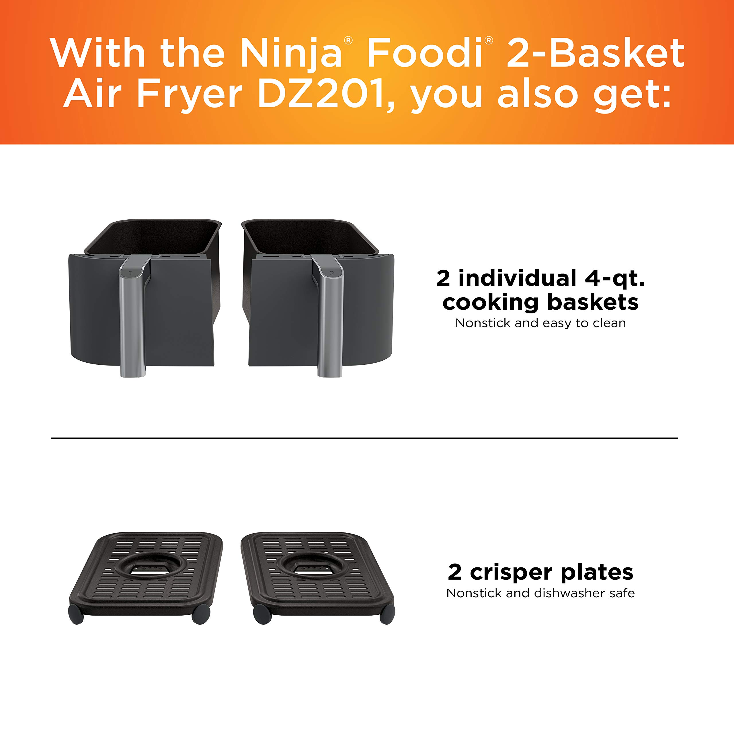 预发布站点、【Electronics】【BS】Ninja DZ201 Foodi 8 Quart 6-in-1 DualZone 2-Basket Air Fryer with 2 Independent Frying Baskets、-12345