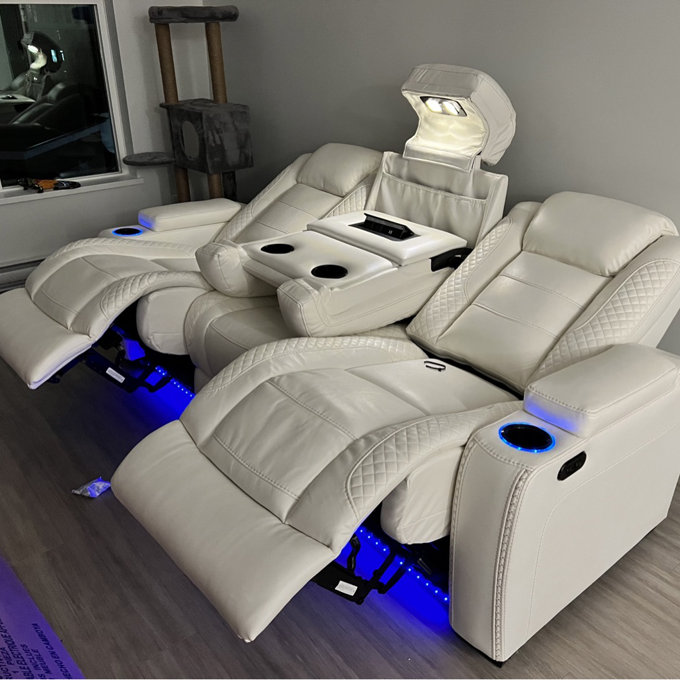 预发布站点、【Furniture】85.25'' Wide Home Theater Sofa with Cup Holder、-12345