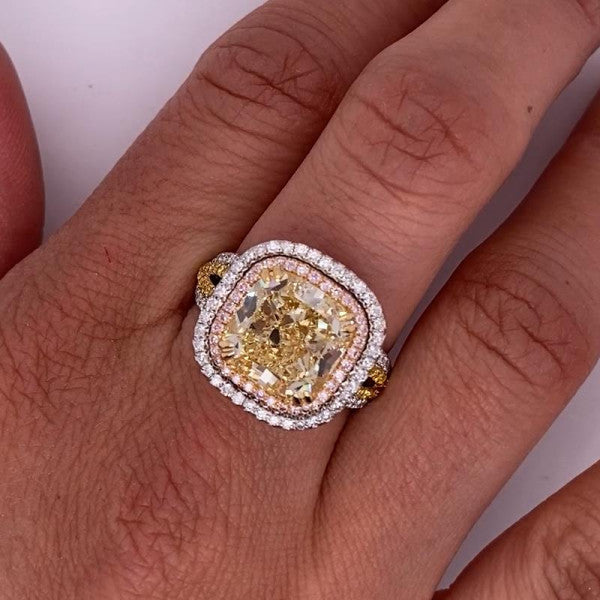 预发布站点、5.6ct Cushion Cut Yellow Sapphire Engagement Ring、testother-12345