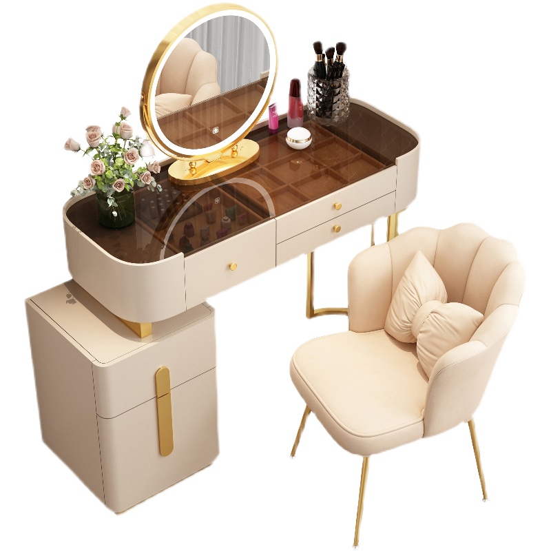 预发布站点、【Furniture】【BS】Nordic Dressing Table with Mirror, Stool & 3 Light Effect LED Mirrors, Golden Iron Dresser、mysite-12345
