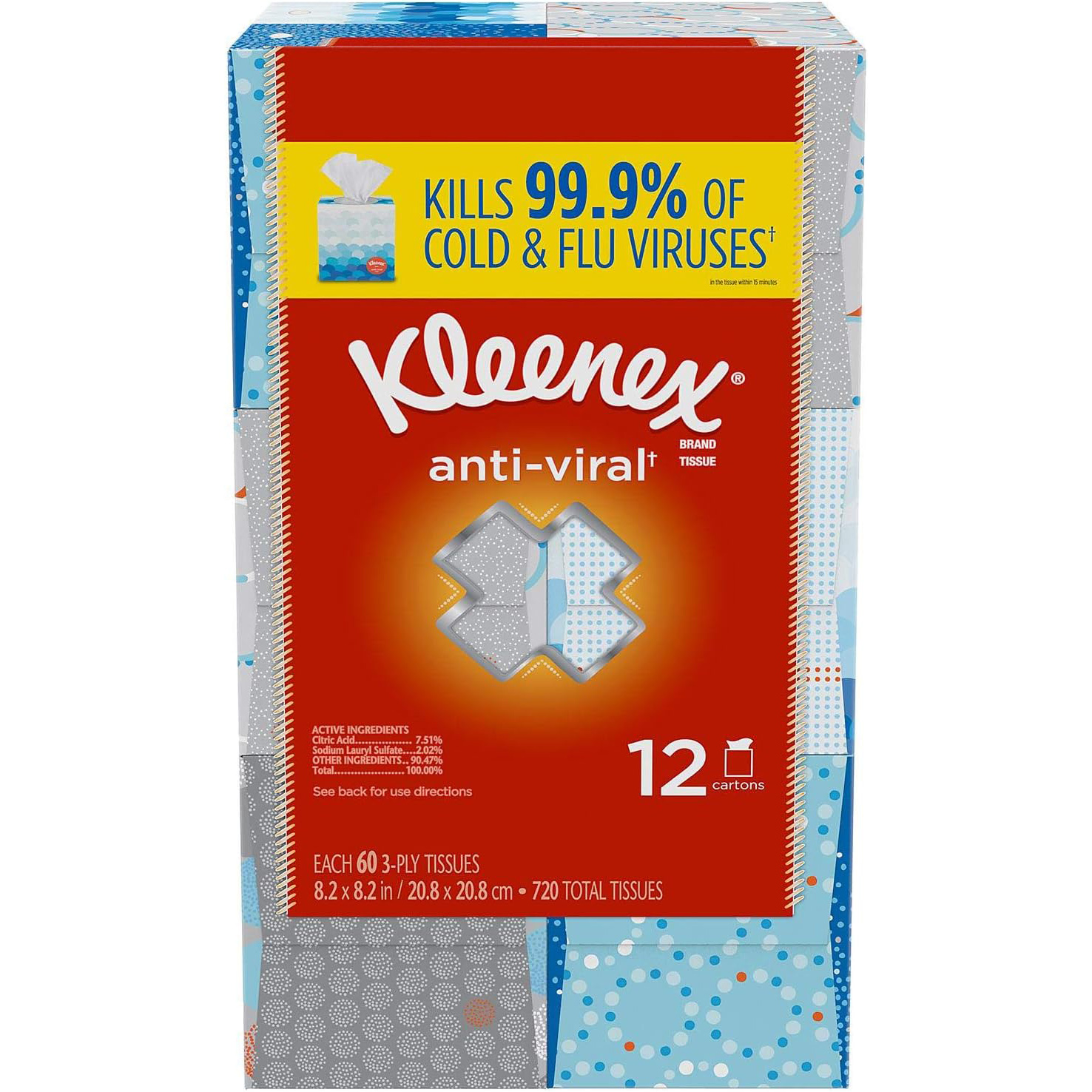 Kleenex Anti-Viral Facial Tissues, Classroom or Office Tissue, 18 Cube Boxes, 55 Tissues per Box, 3-Ply (990 Total Tissues)111mysite