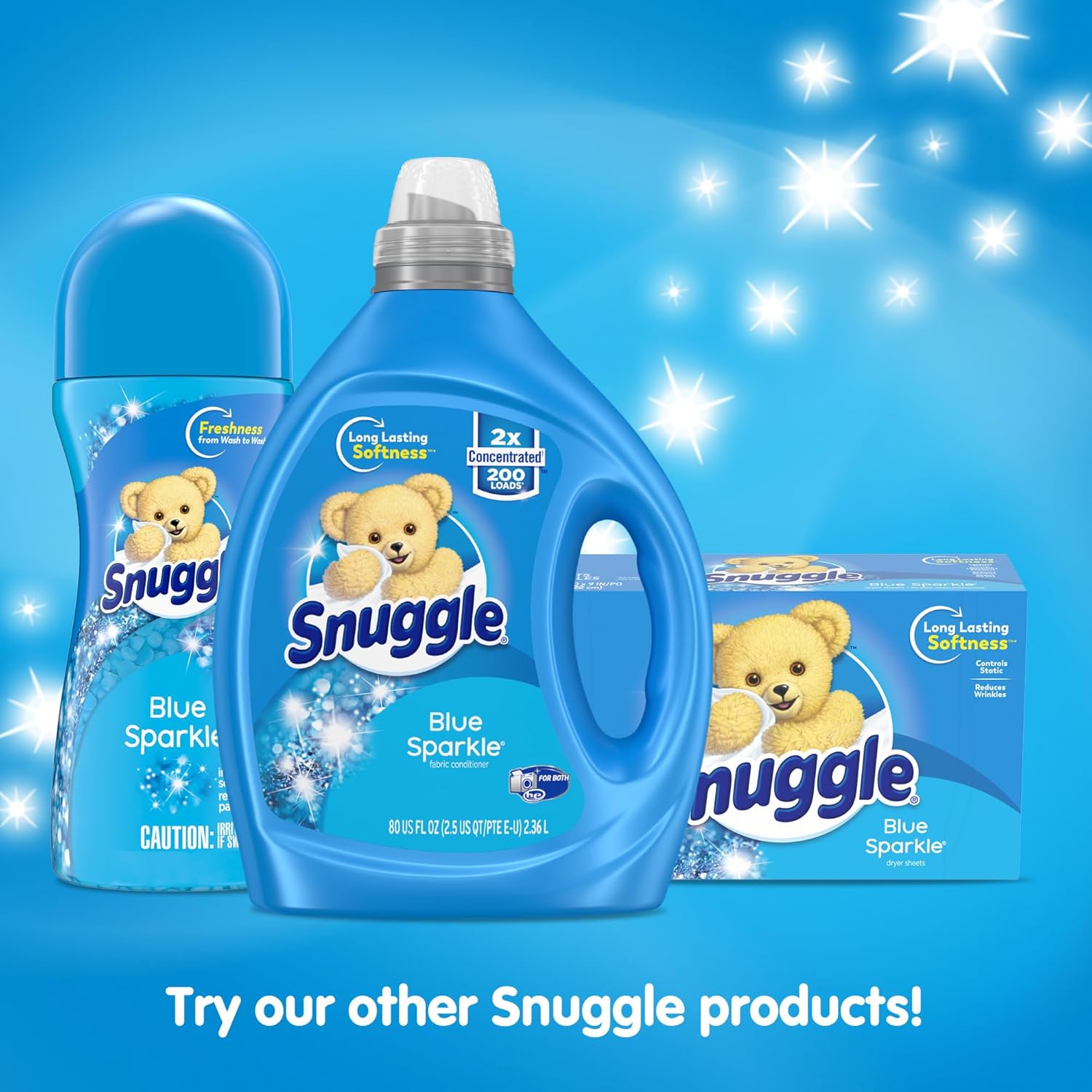 Snuggle Blue Sparkle Liquid Fabric Softener, 2X Concentrated, 200 Loads, 80 Fl Oz111mysite