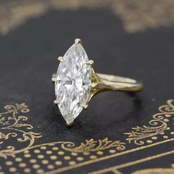 预发布站点、5ct Marquise Cut White Sapphire Engagement Ring in Gold、testother-12345