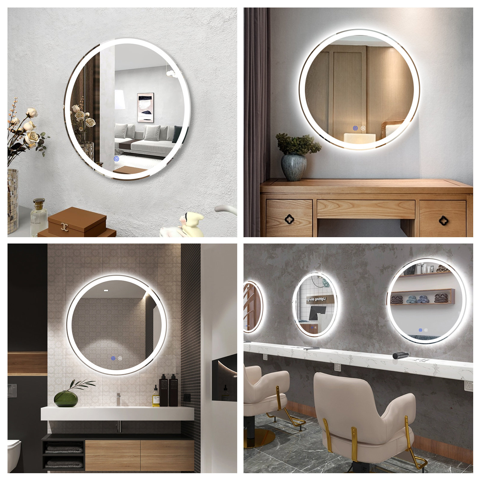 预发布站点、【Home Improvement】Modern & Contemporary Lighted Fog Free Round Bathroom / Vanity Mirror、-12345