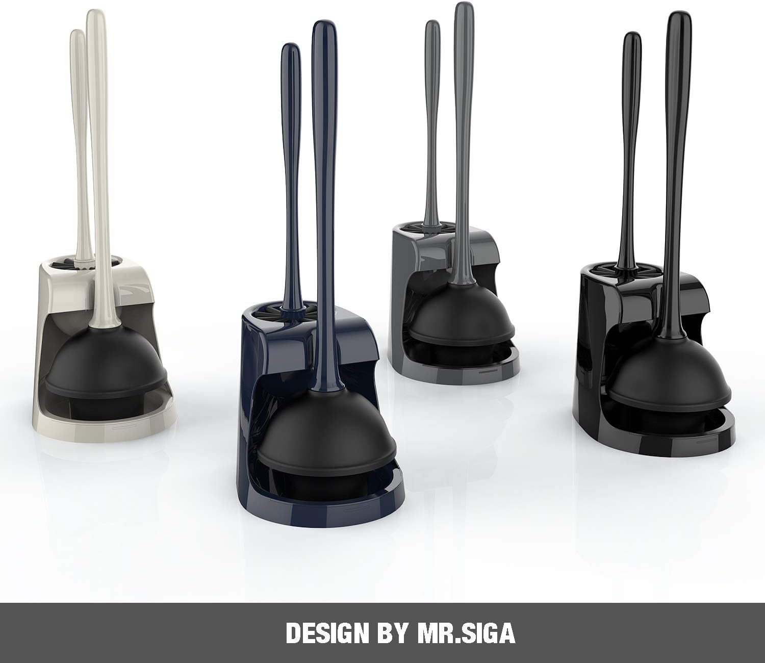 MR.SIGA Toilet Plunger and Bowl Brush Combo for Bathroom Cleaning, Black, 1 Set111mysite
