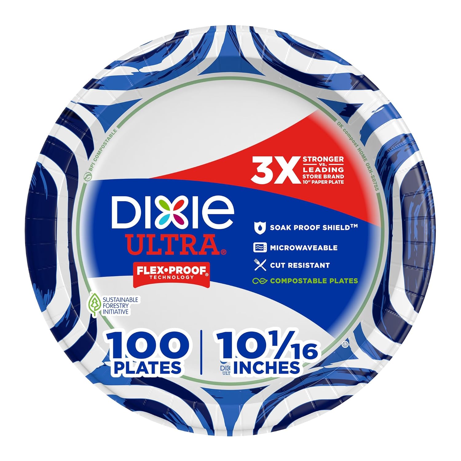 Dixie Ultra Plates, 100 Count (Pack of 1), White/Indigo111mysite