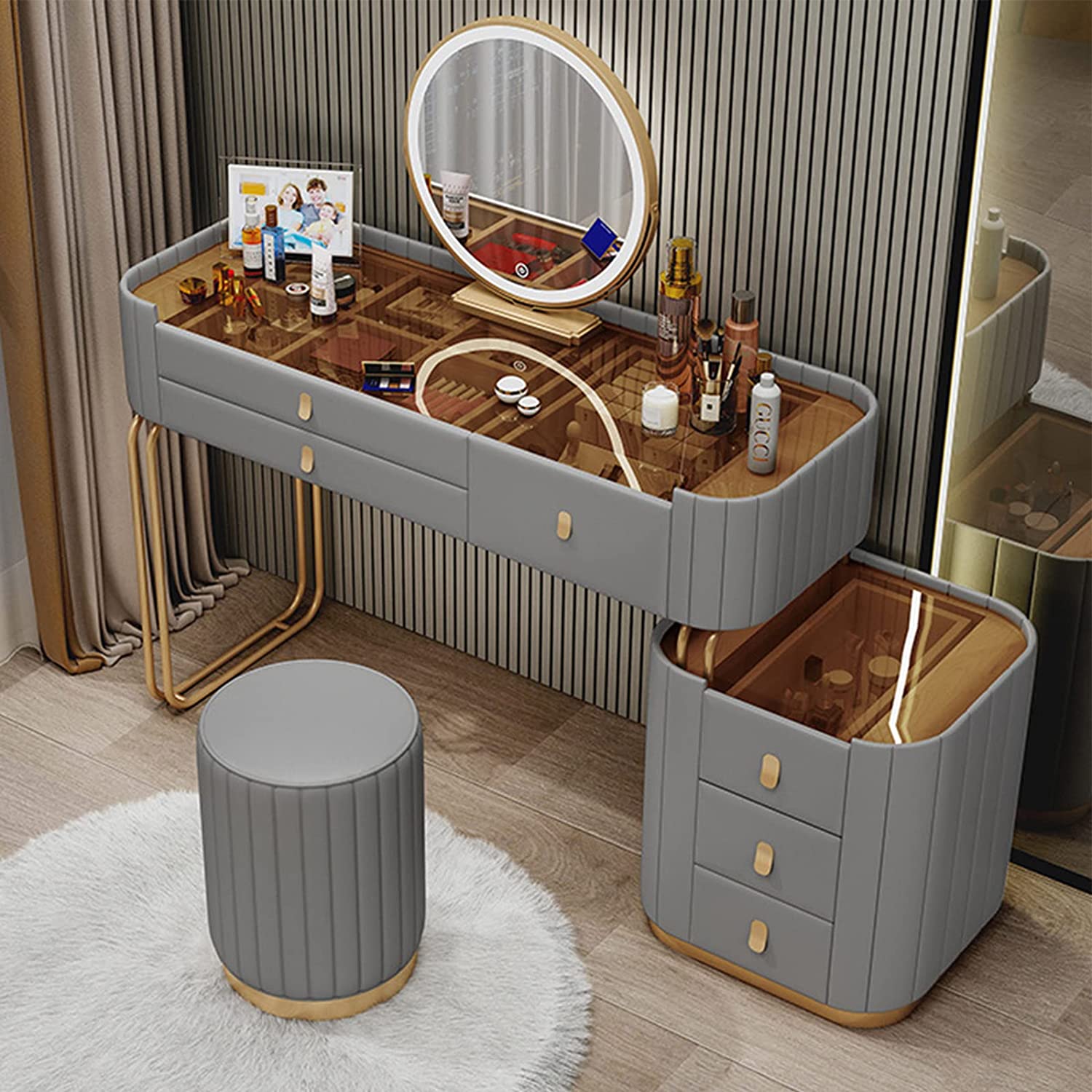 预发布站点、【Furniture】【BS】Modern Minimalist Slate Makeup Table Small Apartment Storage Cabinet Integrated Table、mysite-12345