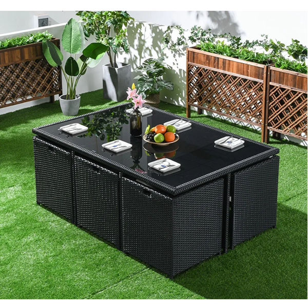 预发布站点、【Furniture】7-Piece Rattan Dining Set Outdoor Conversation Set with Glass-Top Rectangle Table and 6 Barrel Chair Cushion Included、mysite-12345