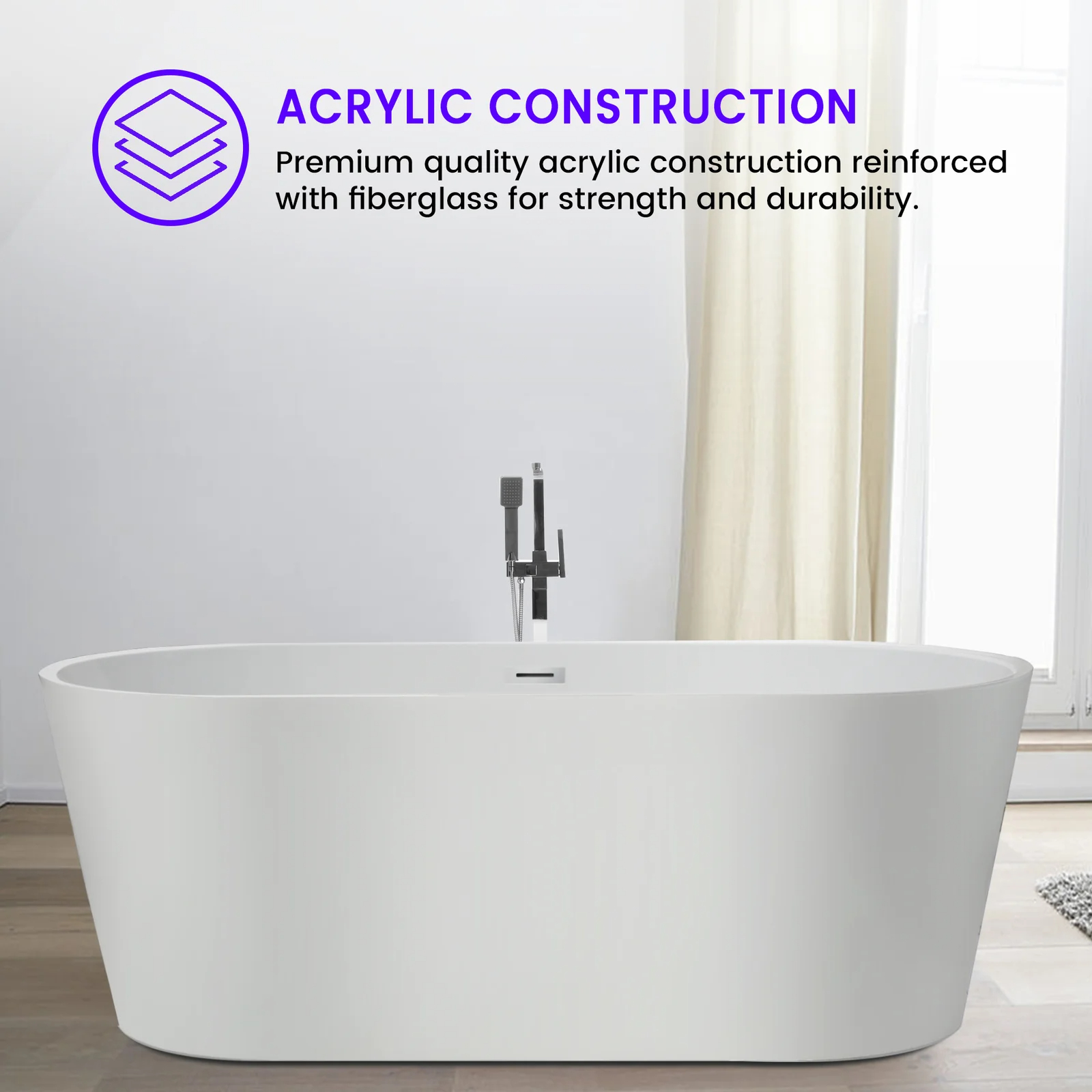 预发布站点、【Home Improvement】59" x 30" Freestanding Soaking Acrylic Bathtub、-12345