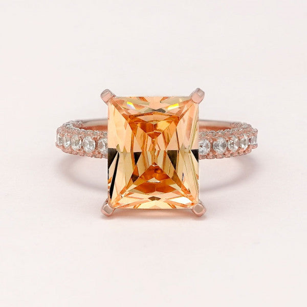 预发布站点、5.15ct Radiant Cut Champagne Engagement Ring in Rose Gold、testother-12345