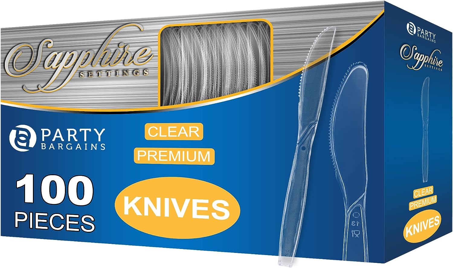 Party Bargains Disposable Cutlery set, SAPPHIRE Design, Clear Color, 360 Pieces: 180 Forks, 120 Spoons, 60 Knives111mysite