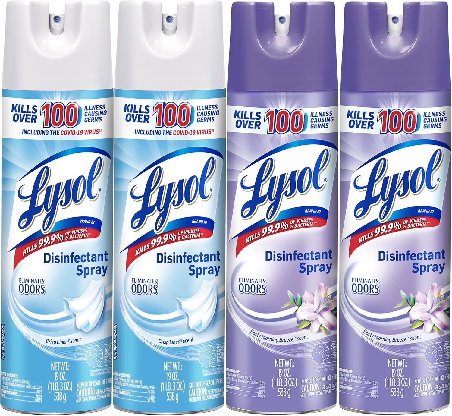 Lysol Disinfectant Spray, Sanitizing And Antibacterial Spray, For Disinfecting And Deodorizing, Early Morning Breeze, 19 Fl Oz (Pack Of 2), Packaging May Vary111mysite