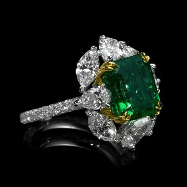 预发布站点、5ct Halo Emerald Cut Emerald Two Tone Engagement Ring、testother-12345