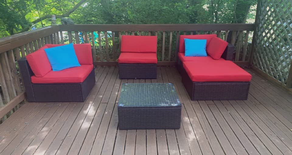 预发布站点、【Furniture】5 Pcs Patio Furniture Sets, All-Weather Brown PE Wicker Outdoor Couch Sectional Patio Set、mysite-12345