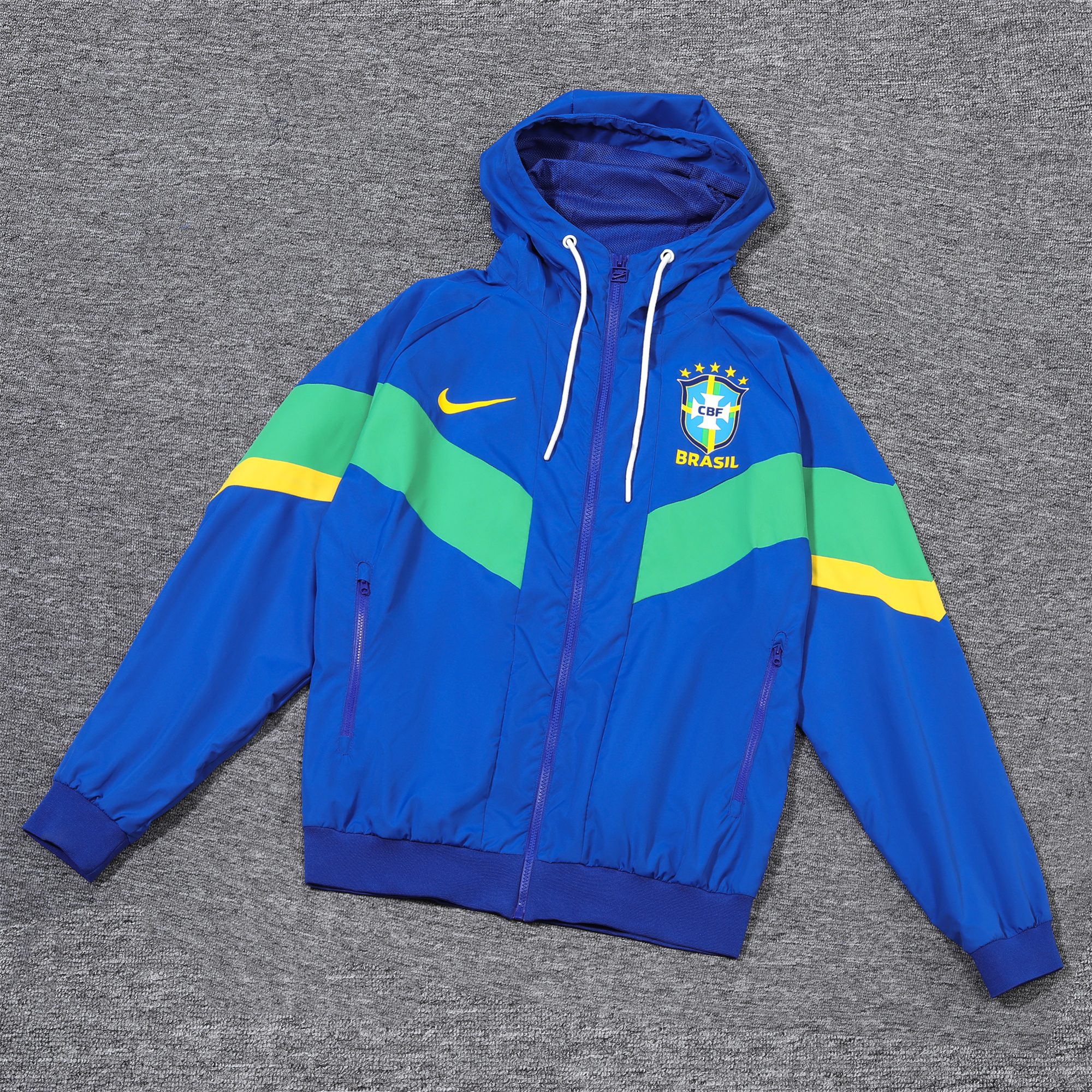 Brazil 2024 National Team Anthem Blue Hooded Windbreaker - Player Version111