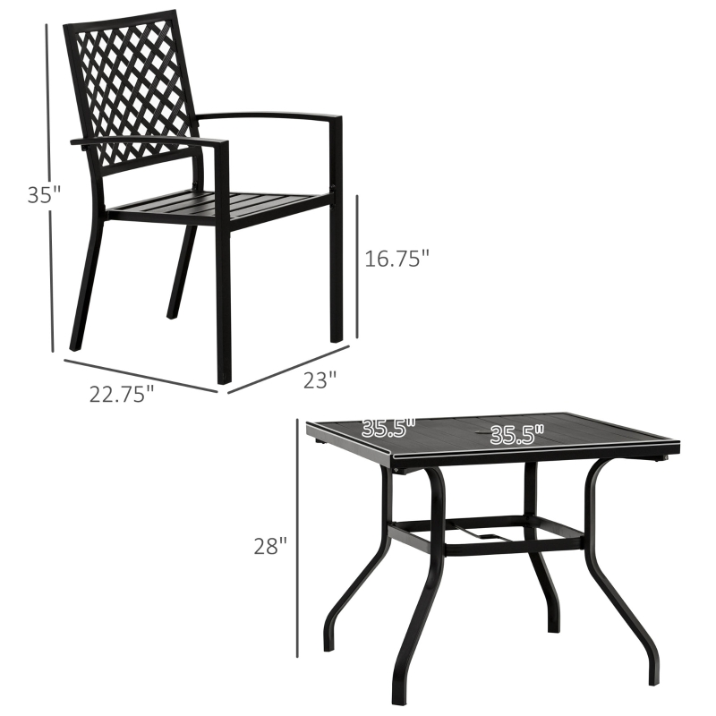预发布站点、【Furniture】 5 PCs Outdoor Patio Dinning Set for 4 People with Table Modern Stylish Chair Metal Frame, Black、mysite-12345
