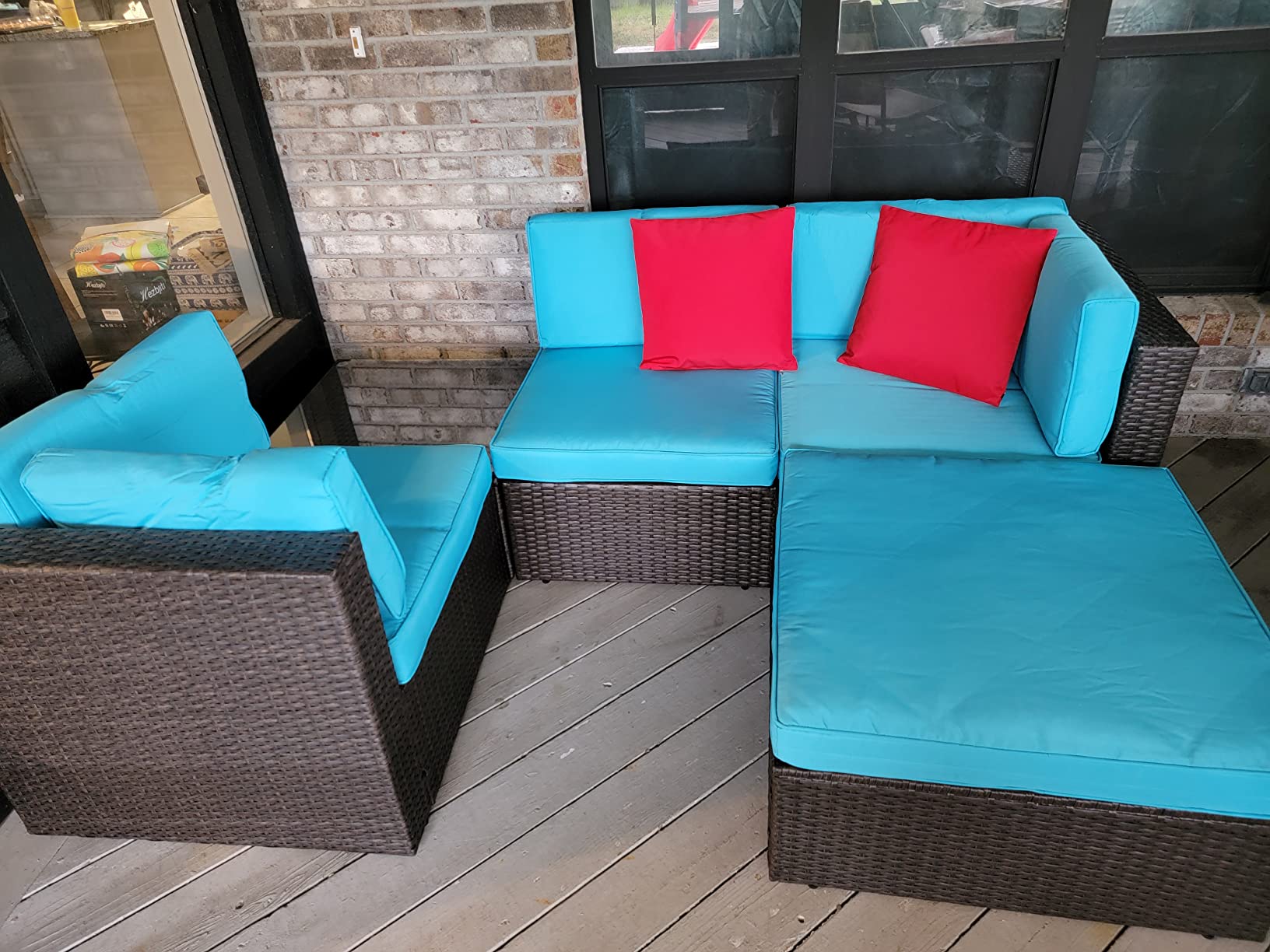 预发布站点、【Furniture】5 Pcs Patio Furniture Sets, All-Weather Brown PE Wicker Outdoor Couch Sectional Patio Set、mysite-12345