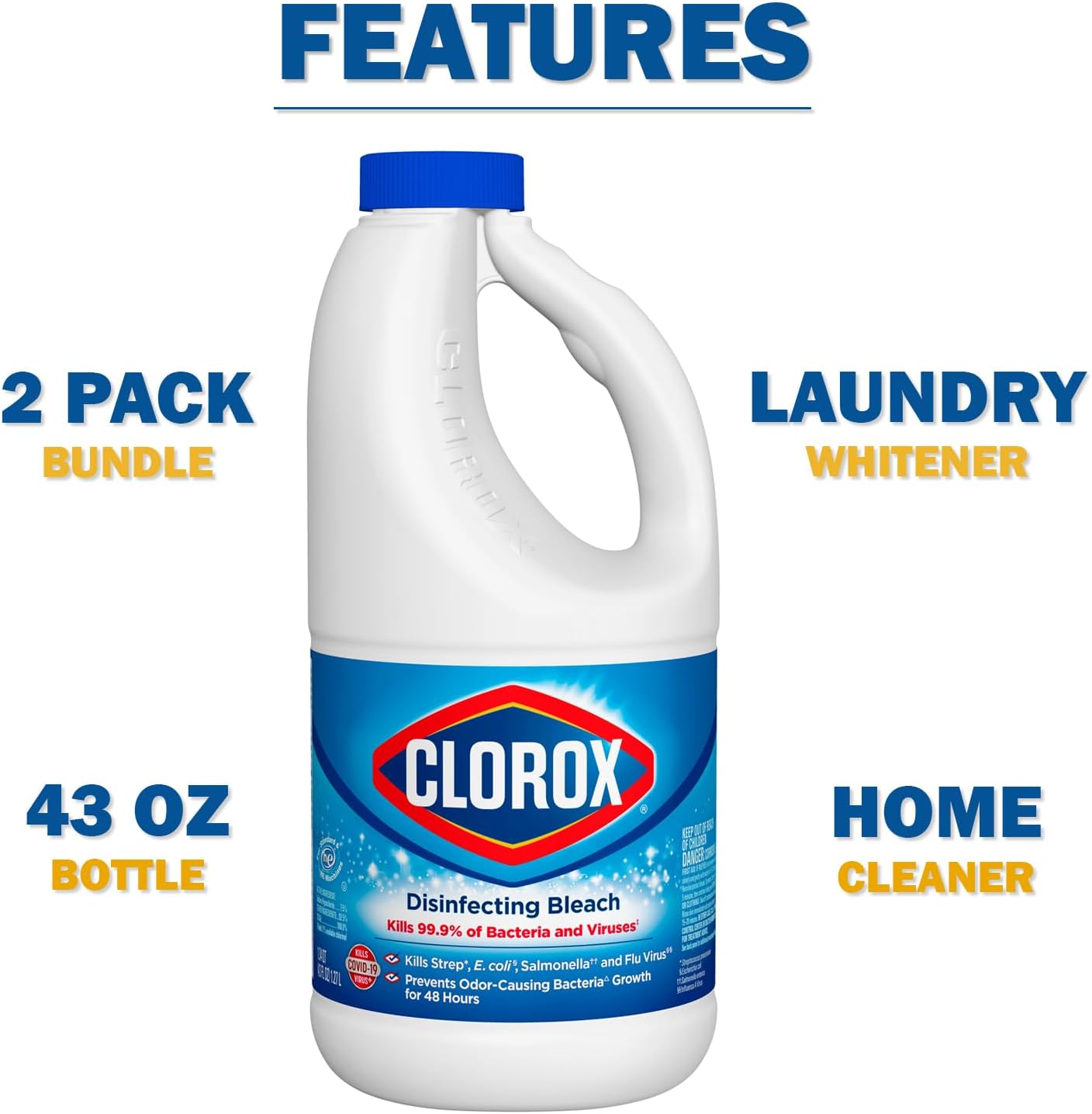 Towel + 2 Disinfecting Bleach Cleaners, 43oz | Effective Bleach Cleaner Concentrate for Home - Bulk Refill for Laundry, Linens, Floors, Bathroom, Tile111mysite