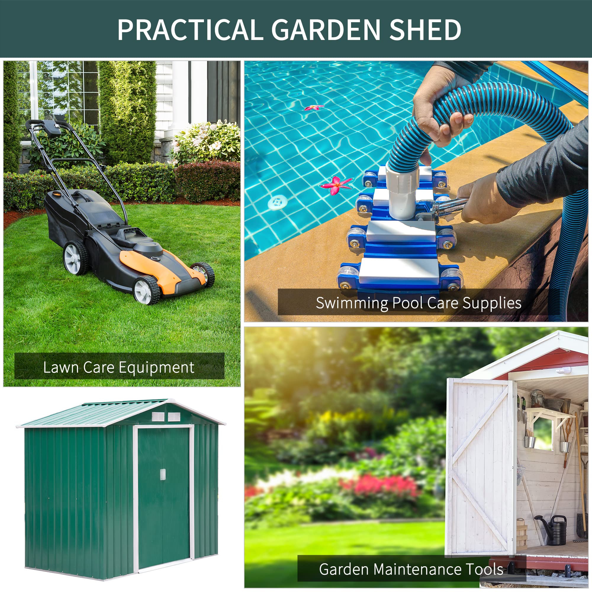 预发布站点、【Storage Shed】7' x 4' x 6' Garden storage shed metal tool shed with floor base and double doors、mysite-12345