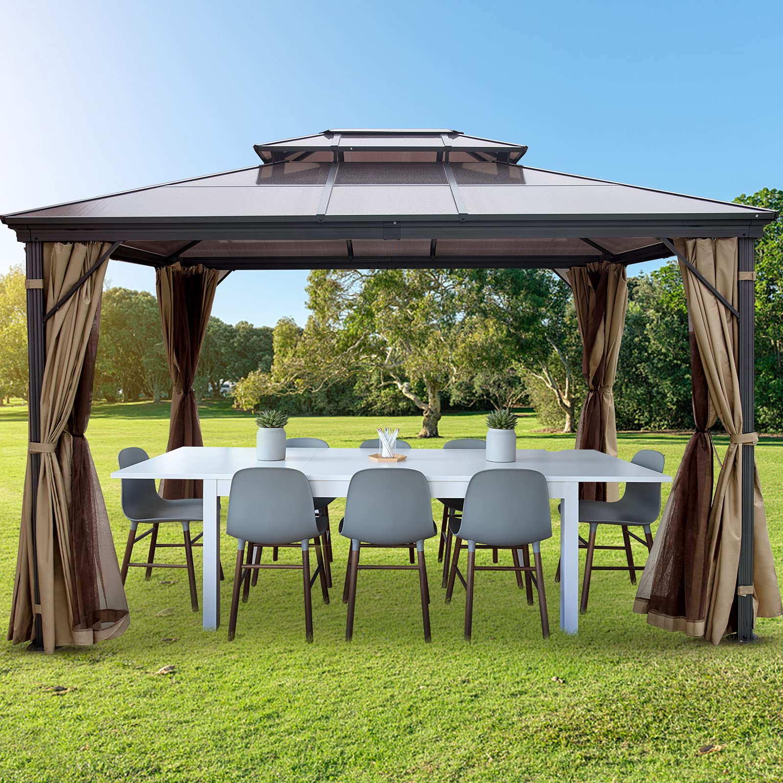 预发布站点、【Gazebo】Hard Top Gazebo 10' x 12' with Netting - Metal Gazebo、mysite-12345