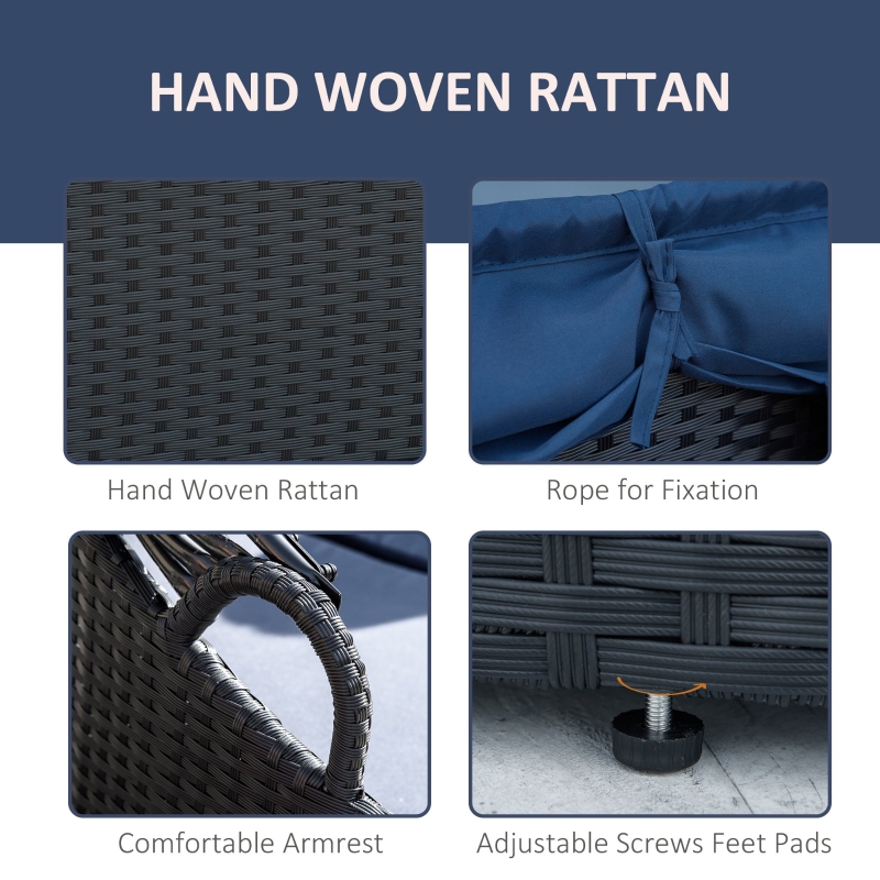 预发布站点、【Furniture】4 PC Patio Wicker Lounge Set, Outdoor Rattan Modular Garden Round Daybed Set、mysite-12345