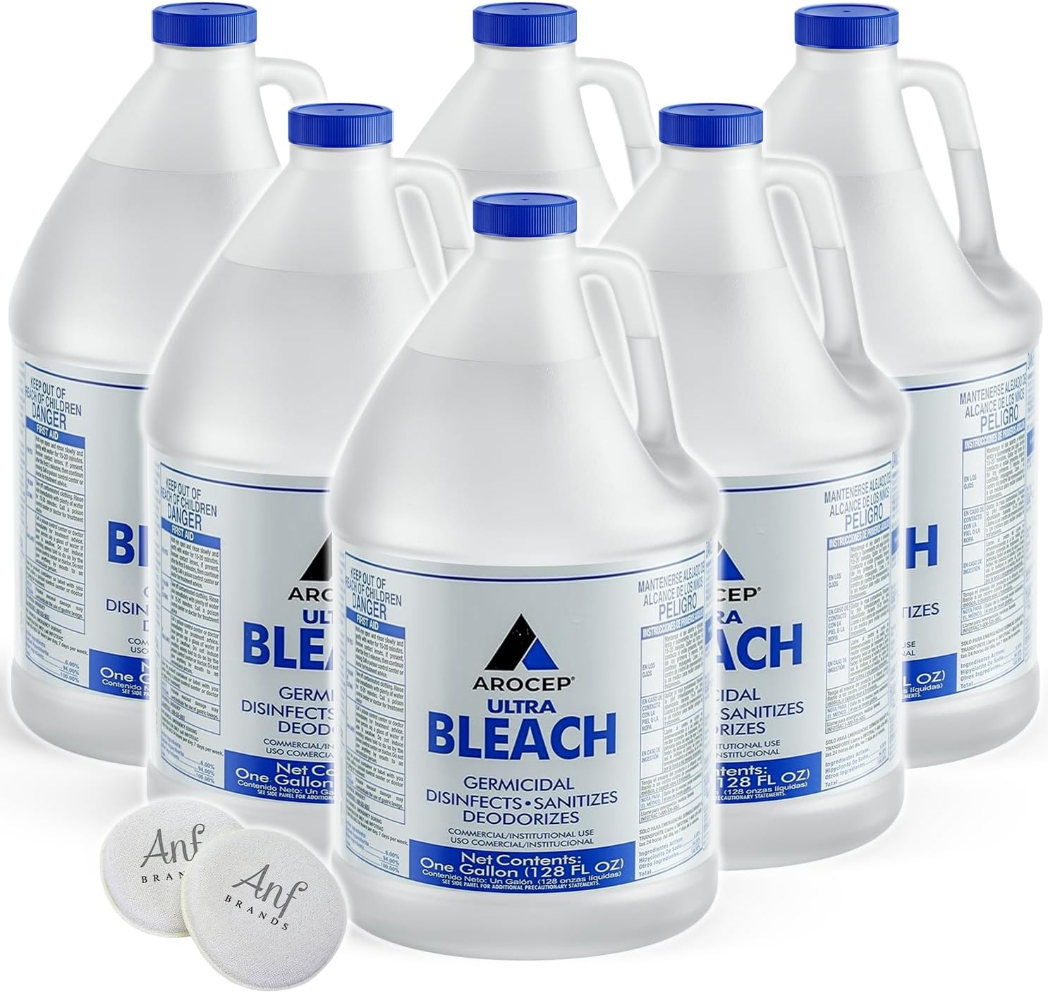 (6 Pack) ANF Brands Liquid Germicidal Bleach, for Disinfecting, Sanitizing, Deodorizing, Mold & Mildew Stain Remover - 1 Gallon Jugs111mysite
