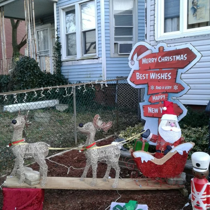 预发布站点、【Décor】Santa with 2 Deer Sleigh Christmas Decoration Lighted Display、-12345