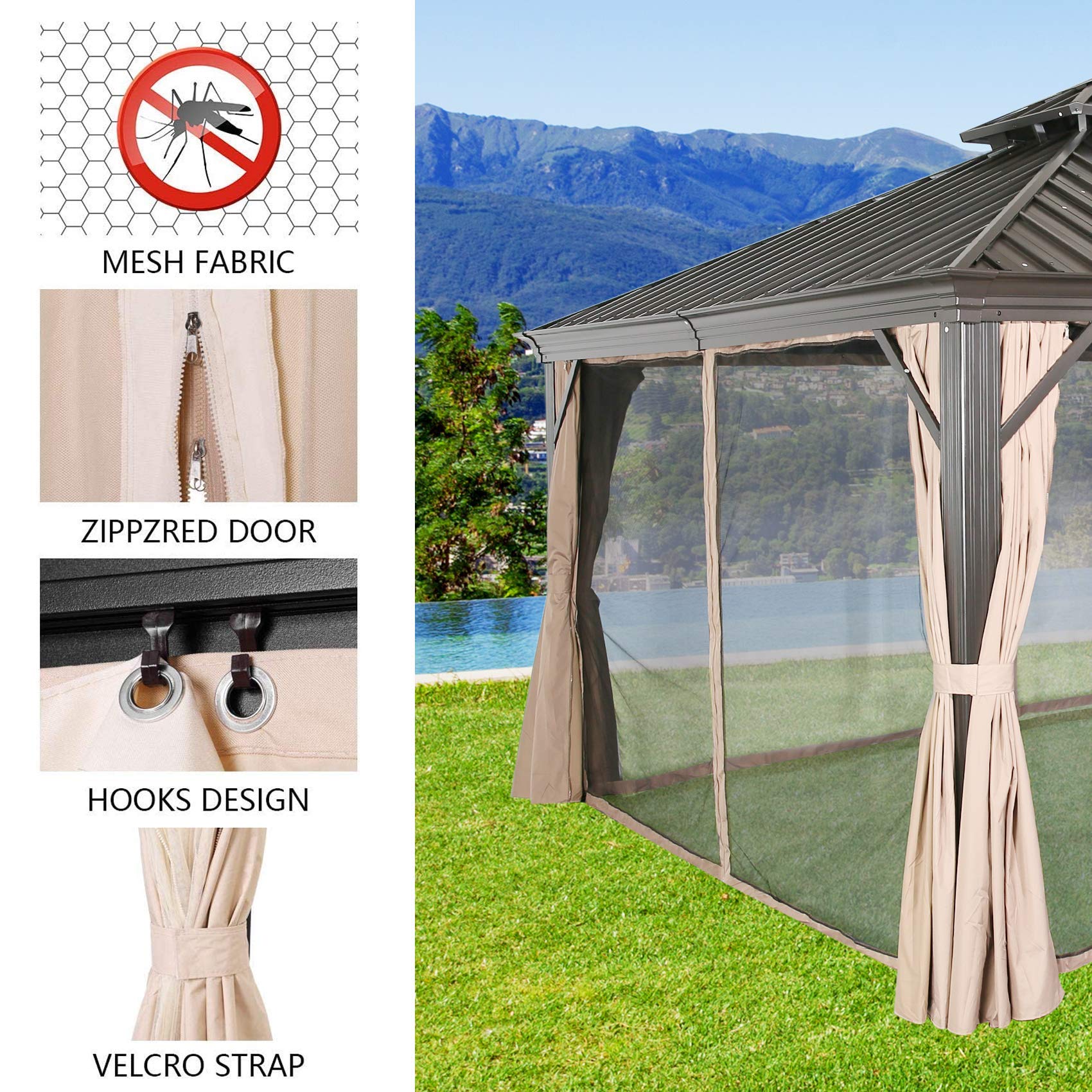 预发布站点、【Gazebo】Hardtop Gazebo with Netting and Curtains for Patios, Gardens, Lawns & Outdoor Activities、mysite-12345