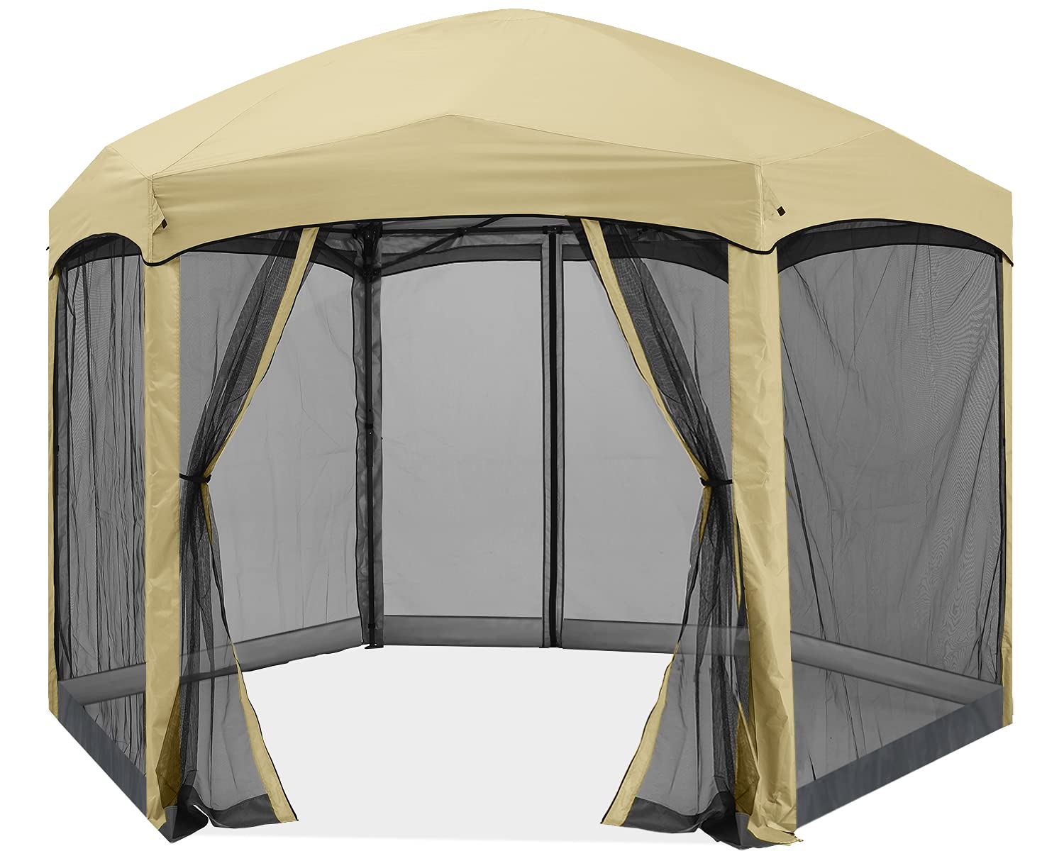 预发布站点、【Gazebo】Pop Up Gazebo 6 Sided Screened Canopy Tent Outdoor Screen House(Beige)、mysite-12345