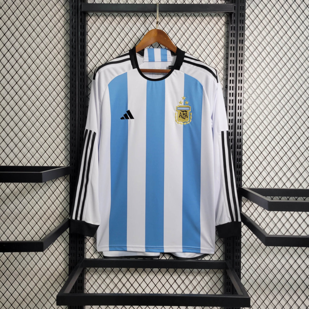 Argentina 3 Stars 22-23 Home Long Sleeve Jersey - Fans Version111