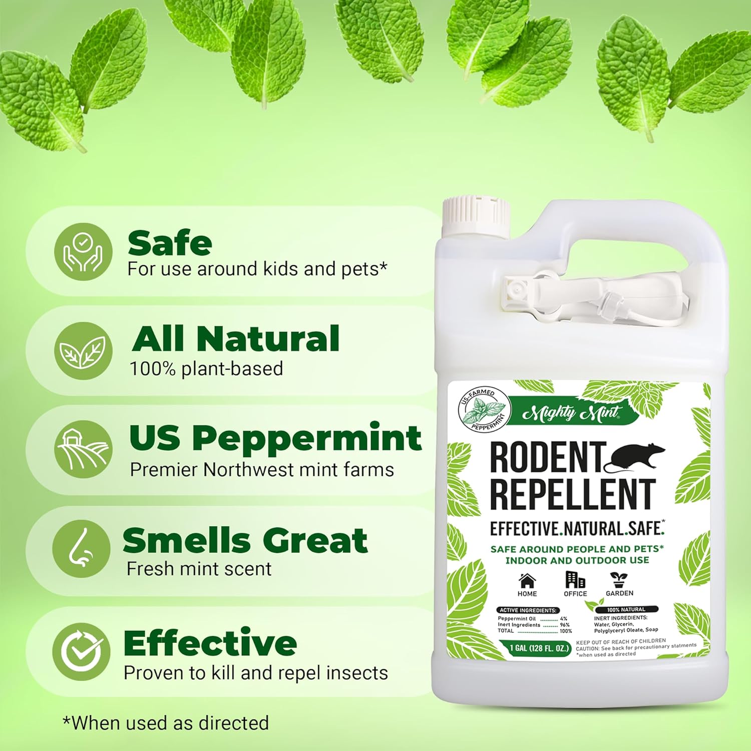 Mighty Mint Gallon (128 oz) Rodent Natural Peppermint Oil Spray111mysite